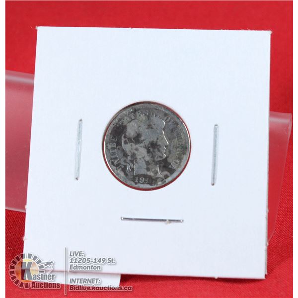 1916 USA SILVER "BARBER" HEAD 10 CENT