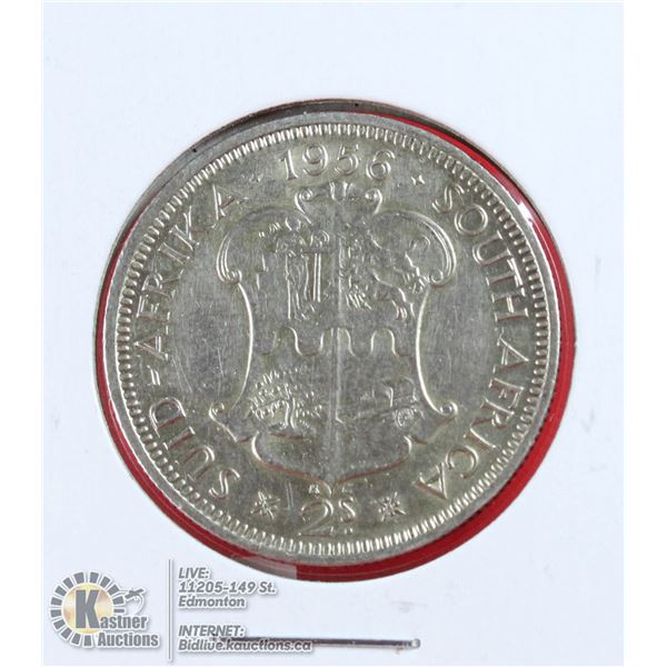 1956 SOUTH AFRICA SILVER 2 SHILLING