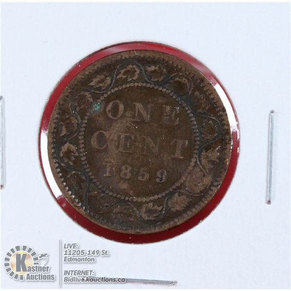 1859 COLONIAL VICTORIAN CANADA LARGE CENT