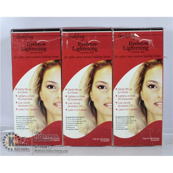 LOT OF 3 GODEFROY EYEBROW LIGHTENING CREME KIT