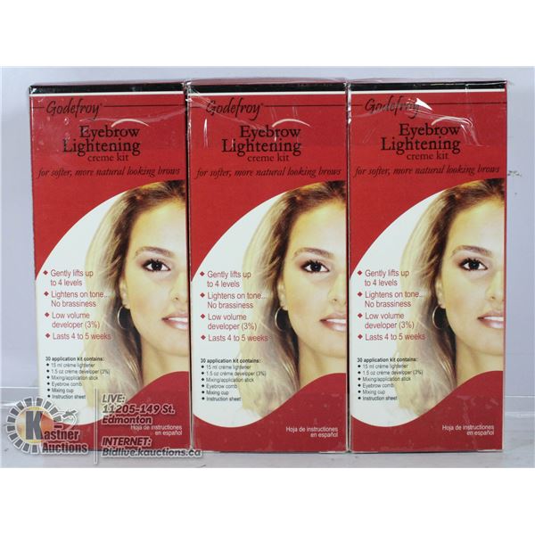 LOT OF 3 GODEFROY EYEBROW LIGHTENING CREME KIT