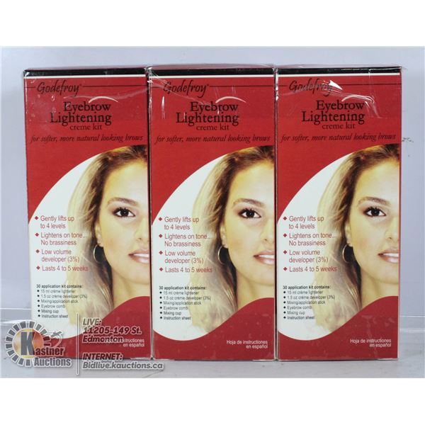 LOT OF 3 GODEFROY EYEBROW LIGHTENING CREME KIT