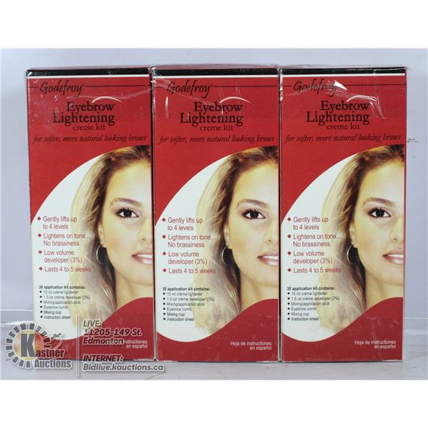 LOT OF 3 GODEFROY EYEBROW LIGHTENING CREME KIT