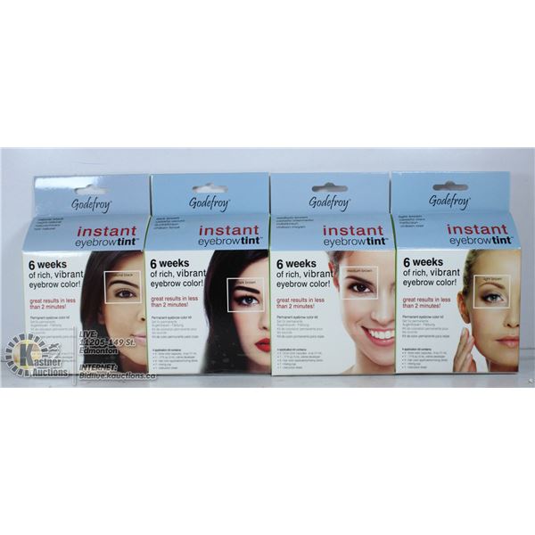 LOT OF 4 GODEFROY INSTANT EYEBROW TINT KIT
