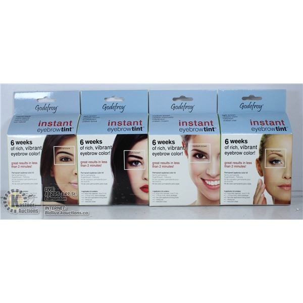 LOT OF 4 GODEFROY INSTANT EYEBROW TINT KIT