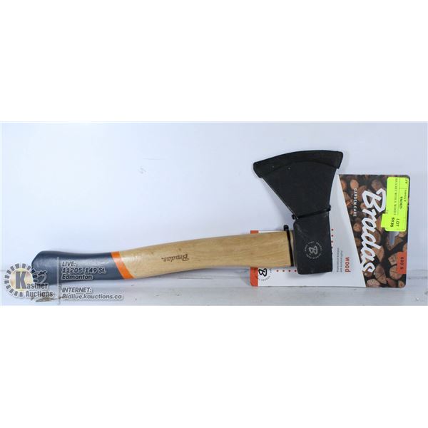 HATCHET WITH A  WOOD HANDLE