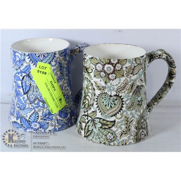 2 VINTAGE CEYLON CERAMIC CUPS
