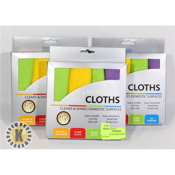 THREE NEW 4 PACKS MICROFIBER CLOTHS