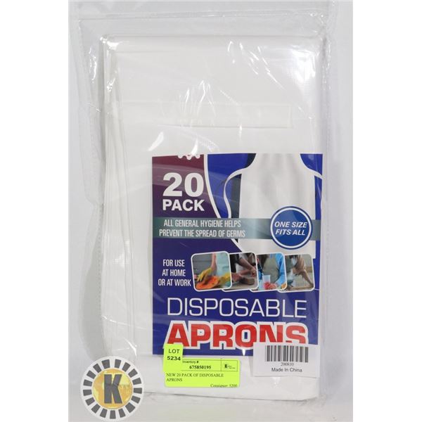 NEW 20 PACK OF DISPOSABLE APRONS