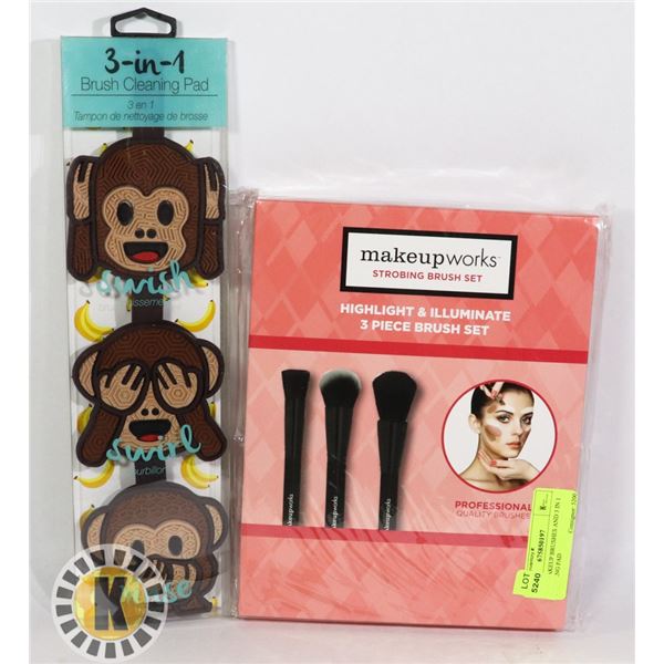 NEW MAKEUP BRUSHES AND 3 IN 1 CLEANING PAD