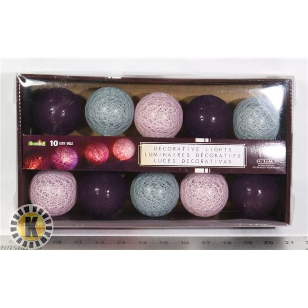 NEW 10 PC DECORATIVE LIGHTS. CYLINDRICAL SHAPES