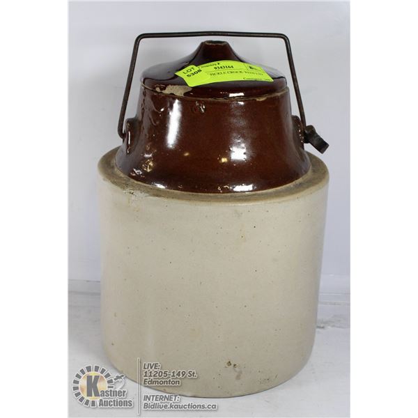 ANTIQUE PICKLE CROCK WITH LID