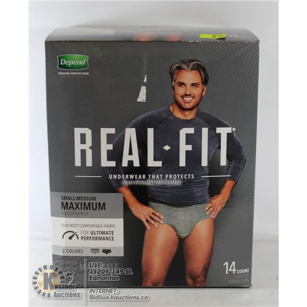 DEPEND MENS  ABSORBANT UNDERWEAR SMALL/MEDIUM