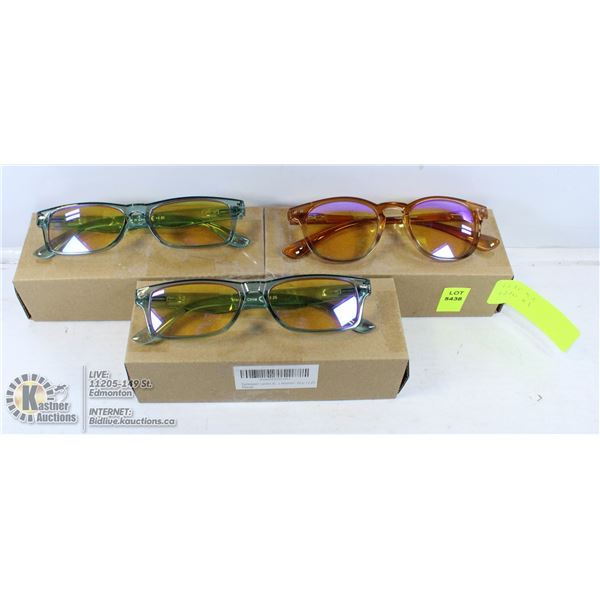 LOT OF 3 TRANSITIONAL GLASSES 2 ARE +2.25 ONE IS