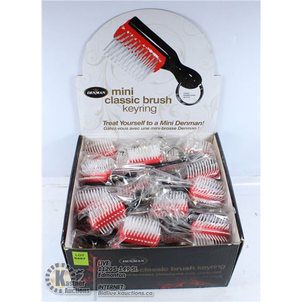 BOX OF DENMAN MINI CLASSIC BRUSH KEY RING IN