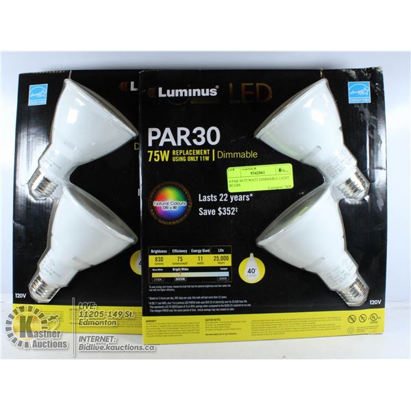 4 PAR 30-75 WATT DIMMABLE LIGHT BULBS