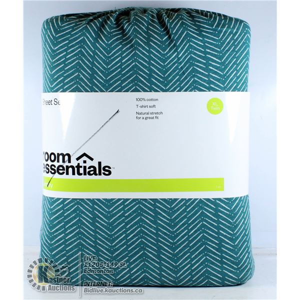 ROOM ESSENTIALS JERSEY TWIN XL SHEET SET.