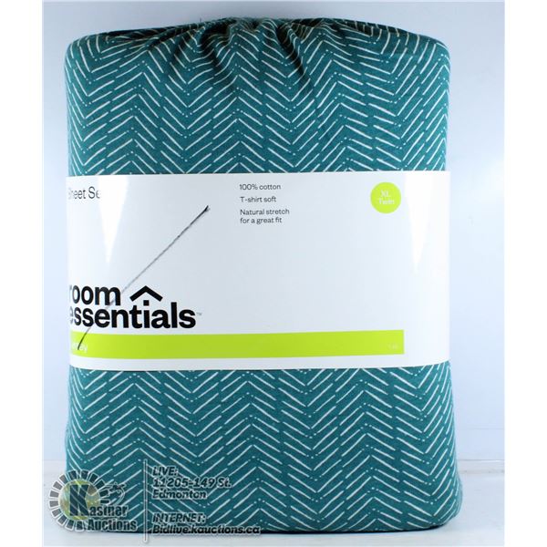 ROOM ESSENTIALS JERSEY TWIN XL SHEET SET.