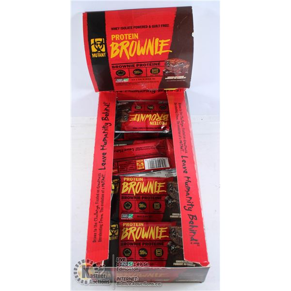BOX OF MUTANT PROTEIN BROWNIES.