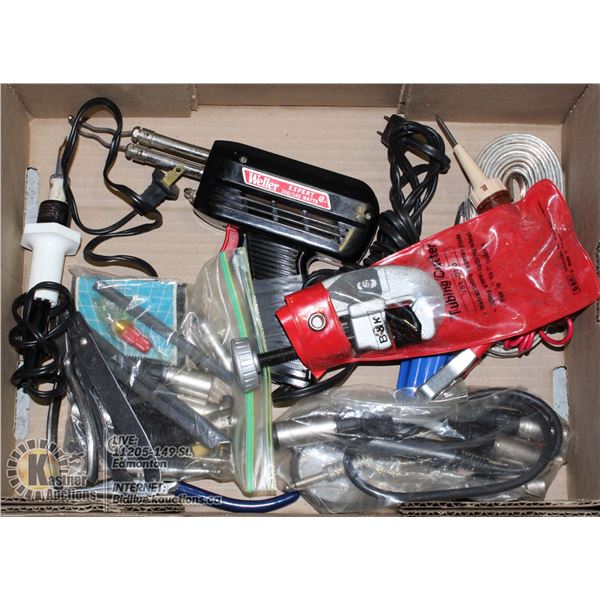 LOT OF SOLDERING TOOLS AND MORE.