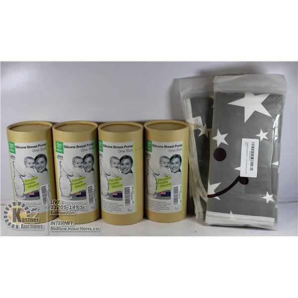 LOT OF 4 SILICONE BREAST PUMPS WITH 2PCS