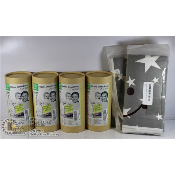 LOT OF 4 SILICONE BREAST PUMPS WITH 2PCS