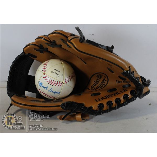LOUISVILLE SLUGGER BASEBALL GLOVES WITH BALLS