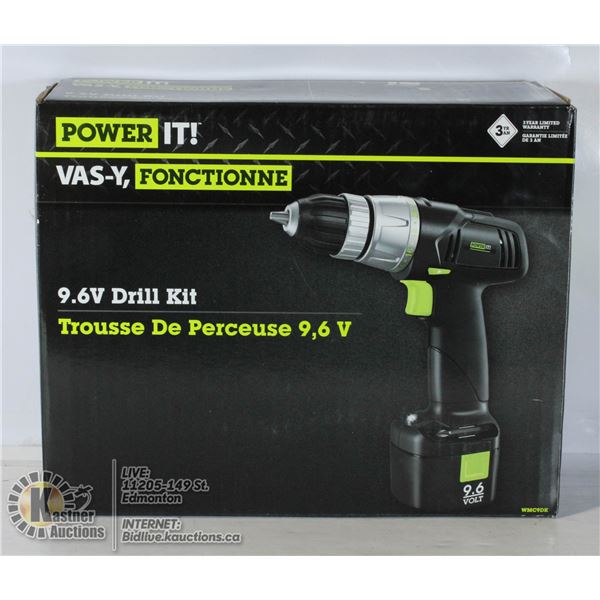 POWER IT 9.6 VOLT DRILL WITH BATTERY