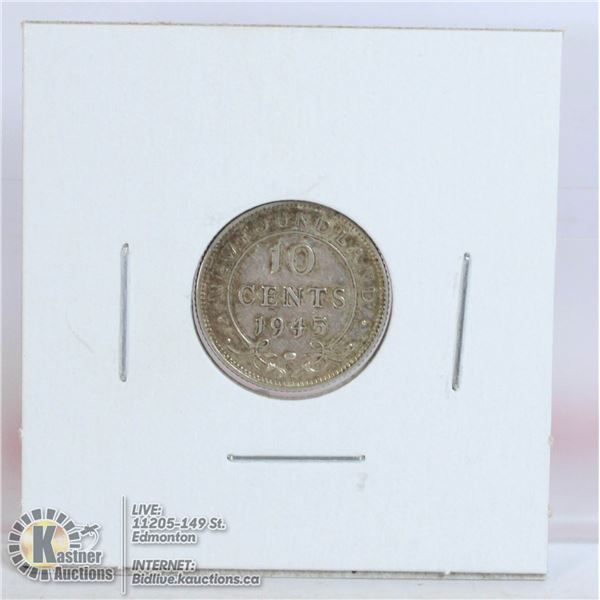 1945 NEWFOUNDLAND SILVER 10 CENT