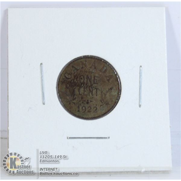 1922 KEY DATE CANADA 1 CENT COIN