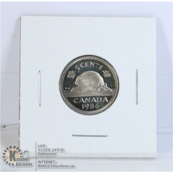 1986 PROOF CANADA 5 CENT COIN