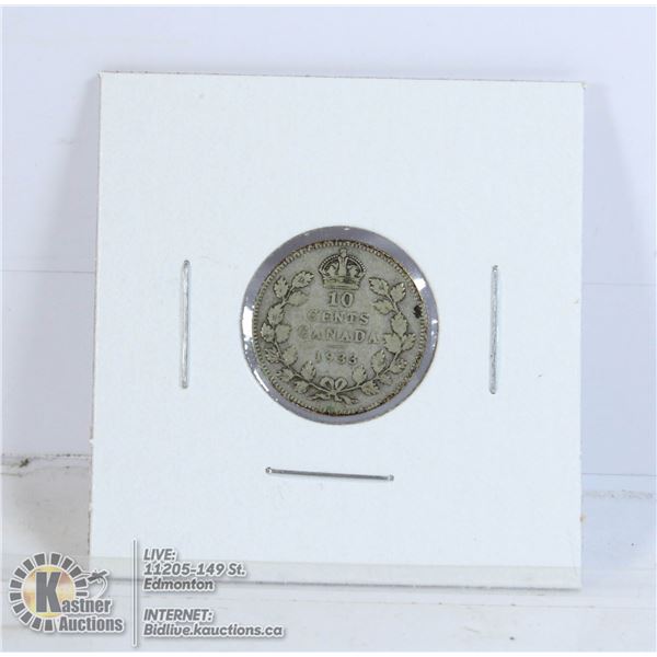 1933 KING GEORGE V SILVER CANADA 10 CENT