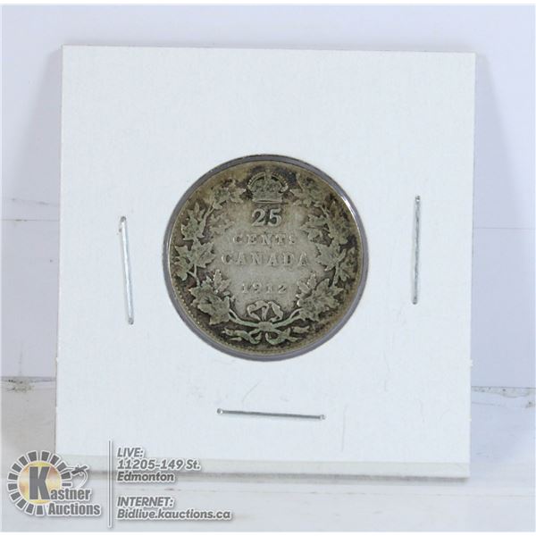 1912 GEORGE V CANADA SILVER 25 CENT
