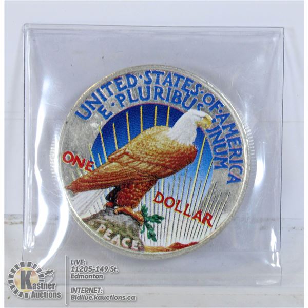 1922 COLORIZED USA SILVER PEACE DOLLAR