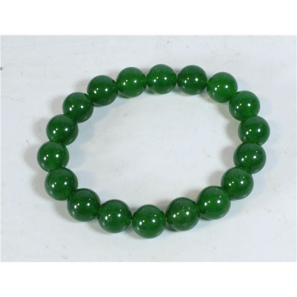 #228- GREEN JADE BEAD BRACELET 10MM
