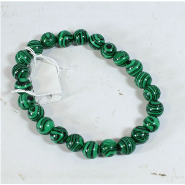 #227- NATURAL MALACHITE BEAD BRACELET 8MM