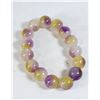 Image 1 : #239- NATURAL YELLOW & PURPLE  JADE BEAD BRACELET