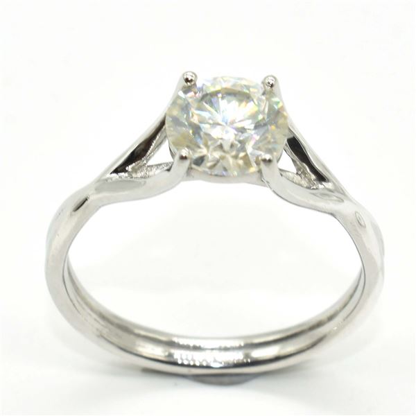 EC53 SILVER MOISSANITE (ROUND 7.5 MM) RING