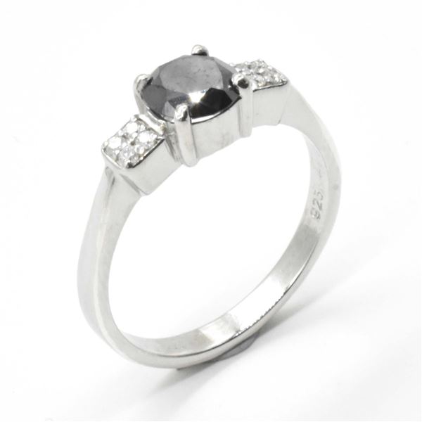 EC56 SILVER MOISSANITE (ROUND 7 MM) RING