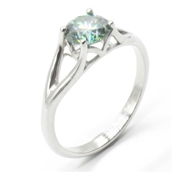 EC57 SILVER MOISSANITE (ROUND 7 MM) RING