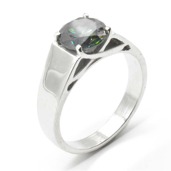 EC58 SILVER MOISSANITE (ROUND 8.5 MM) RING