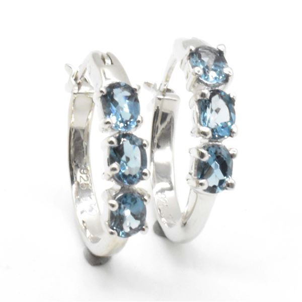 EC68 SILVER BLUE TOPAZ LONDON EARRINGS