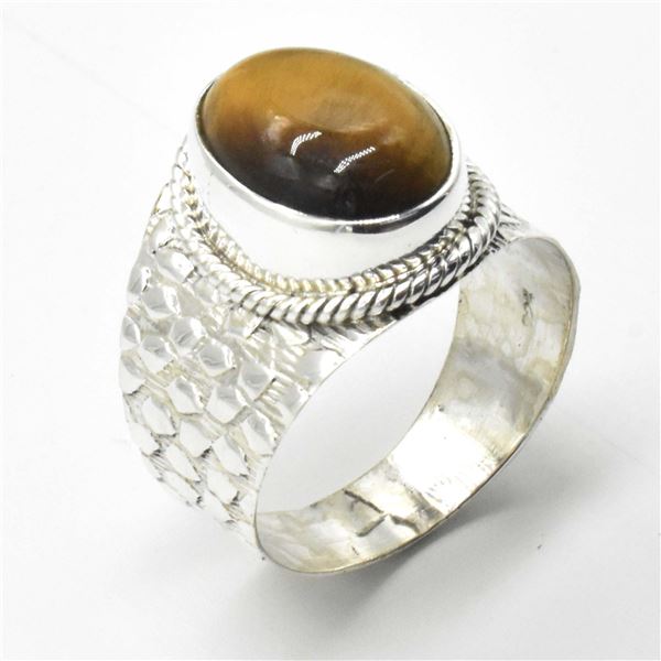 EC78 SILVER TIGER EYE RING