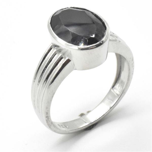 EC87 SILVER BLACK SPINEL RING