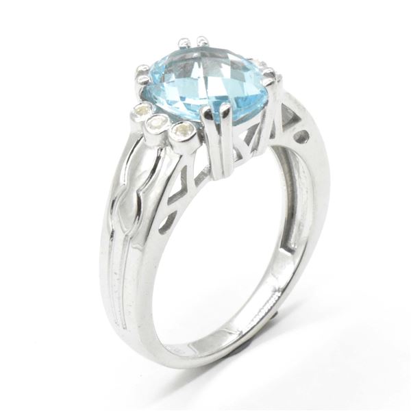 EC97 SILVER BLUE TOPAZ RING