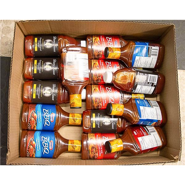 FLAT LOT OF BARBEQUE SAUCE BOTTLES