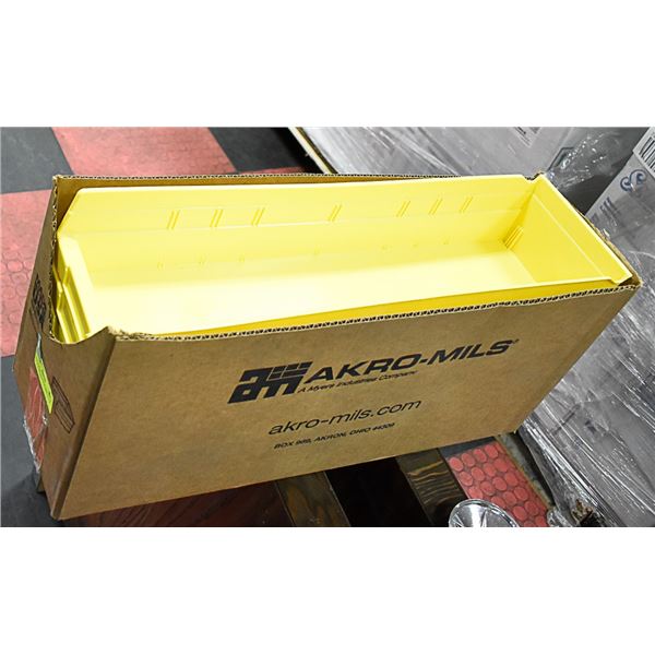 BOX LOT OF STORAGE BINS 23.5 X 6.5 X 4 INCHES