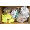 Image 1 : BOX LOT OF HIGH VIS VESTS AND NEW HARD HATS