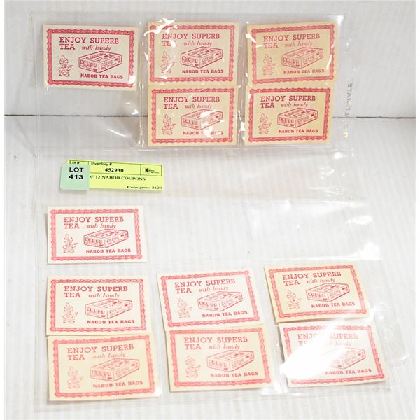 SHEET OF 12 NABOB COUPONS