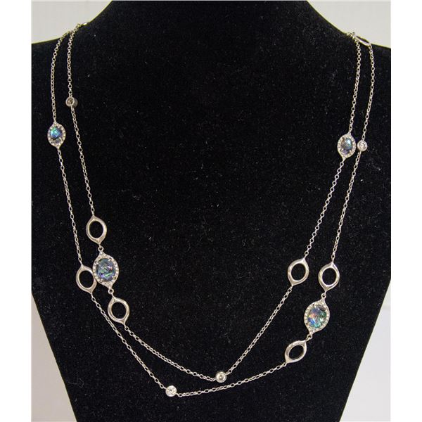 .925 SILVER 47 INCH NECKLACE WITH GEMSTONES